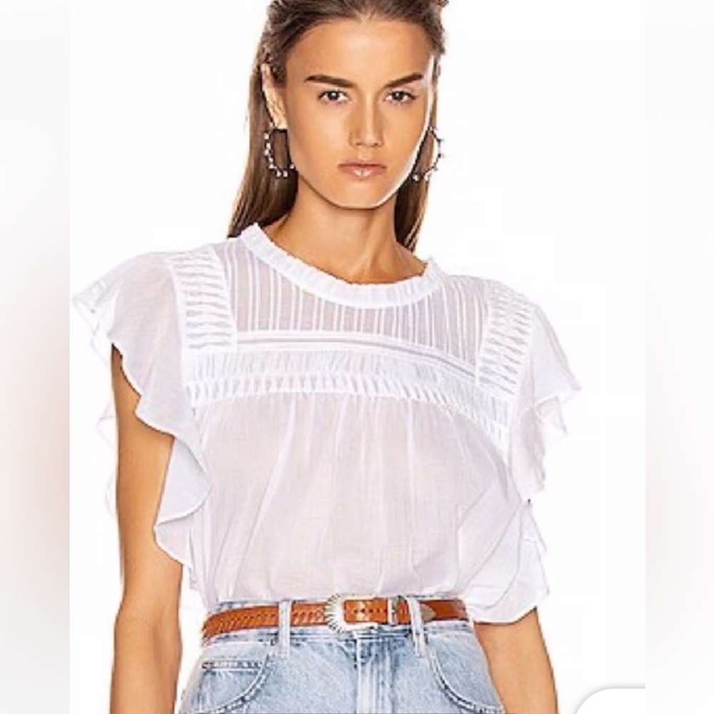 Isabel Marant Etoile Layona ruffle blouse in white.